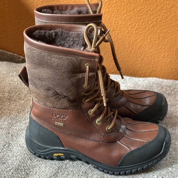 UGG Brown “”Adirondack Il” Shearling Lined Weatherproof Leather Boots Women’s 8 - Picture 2 of 15